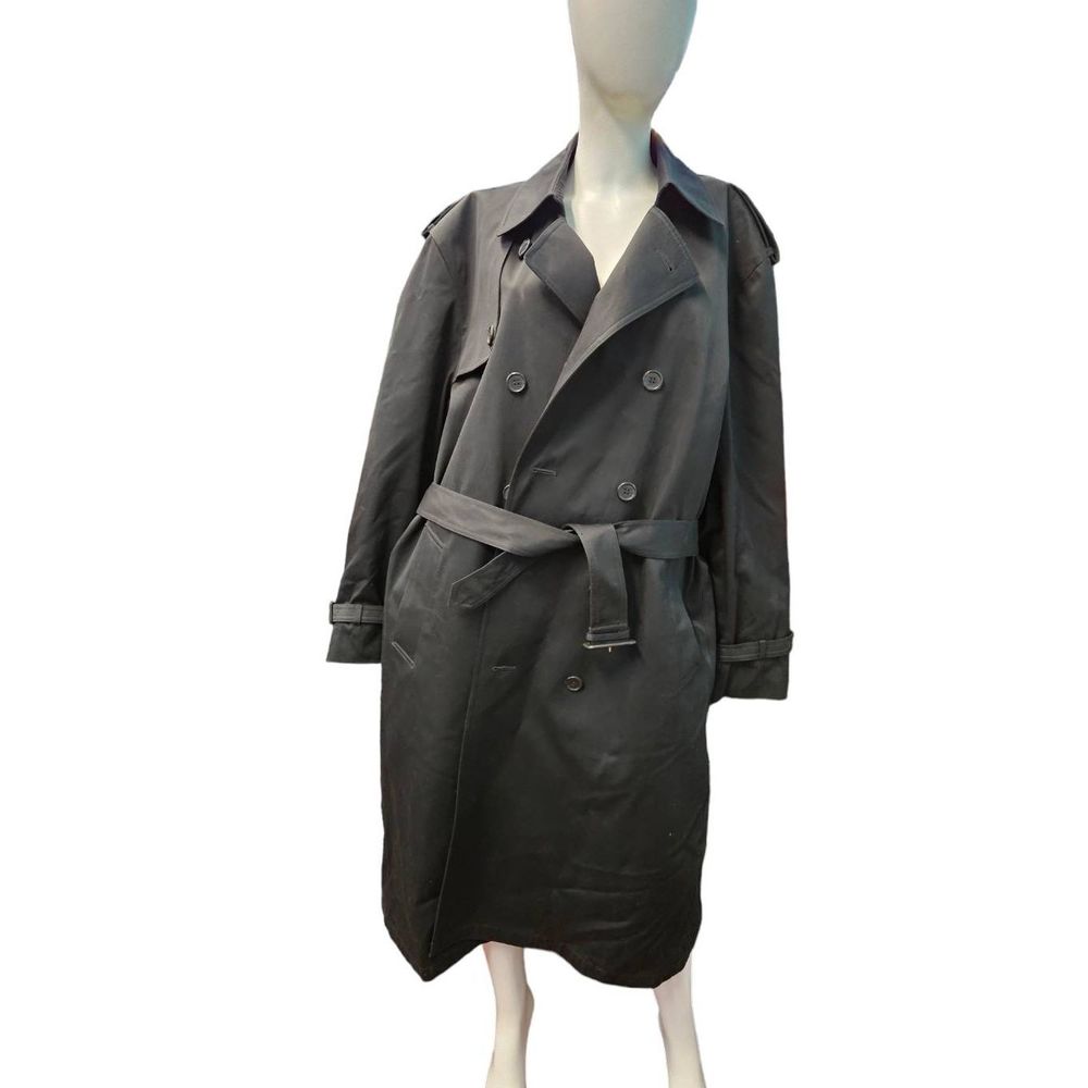 Oleg Cassini Black Winter Trench Coat sz 46 men's Fall Winter Thinsulate Dress C